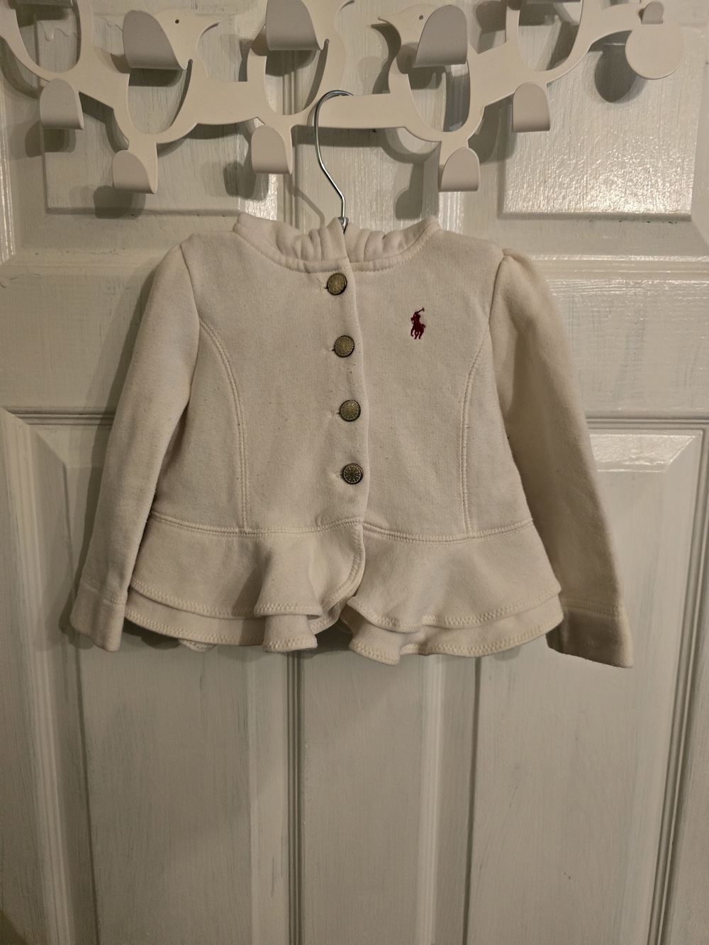 Ralph Lauren Cream Peplum Jacket with Red Polo Logo